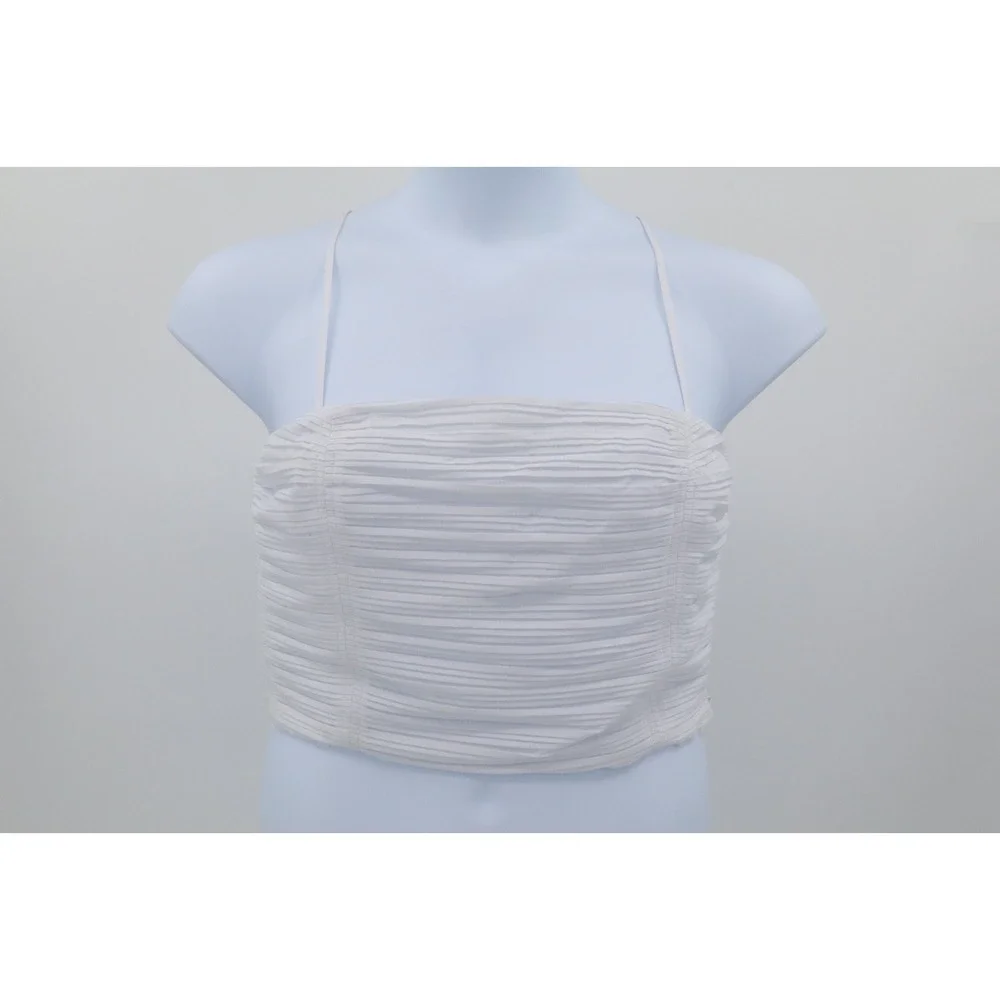 NWT Madewell Womens Poplin Crop Tube Top Pleated White Smocked Cotton Size 10 - Picture 5 of 10